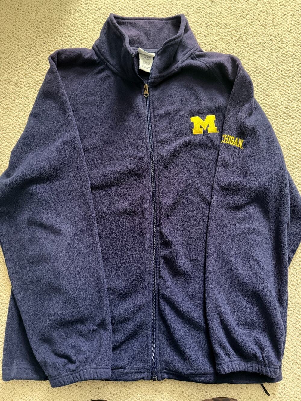 Michigan Wolverines Fleece Jacket Full Zip Navy Block M Mens Large ProEdge